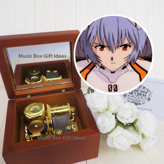 Personalized Neon Genesis Evangelion Anime Soundtrack Sankyo 18-Note Music Box Gift (Wooden Clockwork)