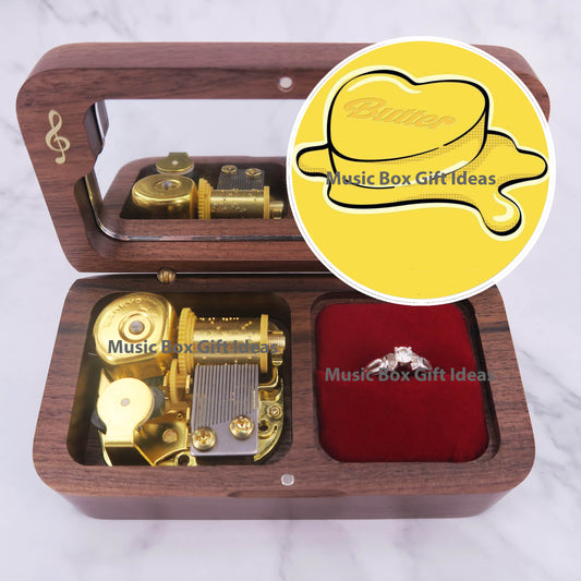 Personalized BTS Butter 18-Note Jewelry Music Box Gift (Wooden Clockwork) - Music Box Gift Ideas