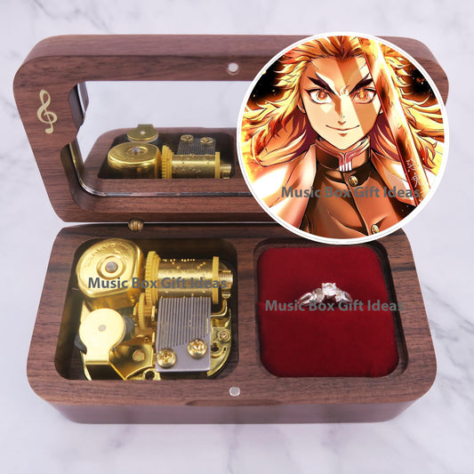 Demon Slayer Soundtrack Homura 炎 18-Note Jewelry Music Box Gift (Wooden Clockwork) - Music Box Gift Ideas