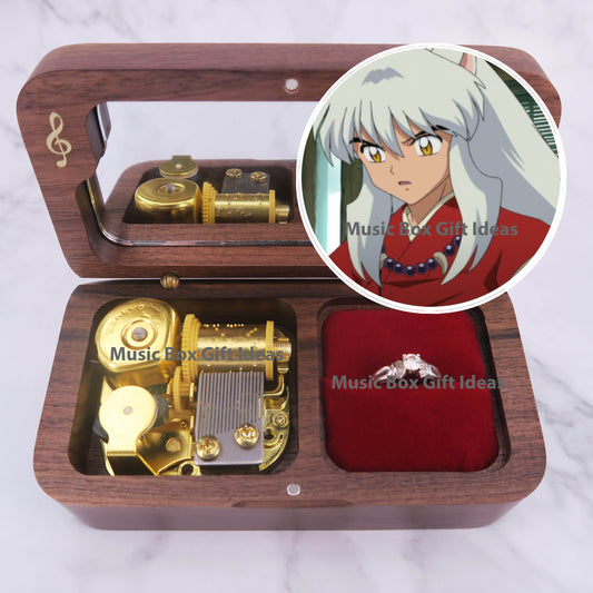 Personalized Inuyasha 犬夜叉 Anime Soundtrack Futari no Kimochi Sankyo 18-Note Jewelry Music Box Gift (Wooden Clockwork) - Music Box Gift Ideas