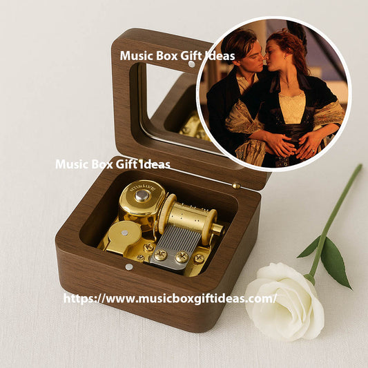 Movie Soundtrack Titanic My Heart Will Go On Celin Dion 18-Note Music Box Gift (Wooden Clockwork) - Music Box Gift Ideas