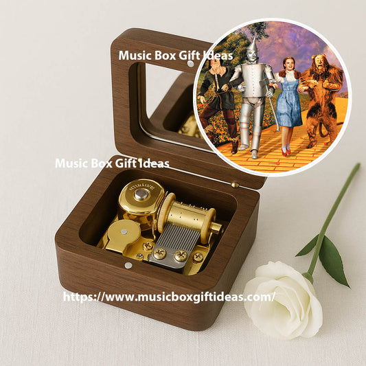 The Wizard Of Oz Soundtrack Over The Rainbow Sankyo 18-note Wooden Clockwork Windup Music Box - Music Box Gift Ideas