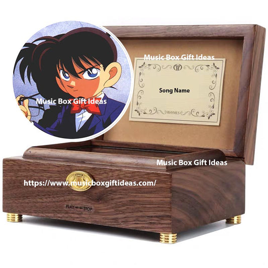 Case Closed Detective Conan Main Theme Soundtrack 30-Note Wind-Up Music Box Gift (Wooden) - Music Box Gift Ideas