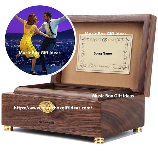 Personalized La La Land Late For The Date 30-Note Wind-Up Music Box Gift (Wooden) - Music Box Gift Ideas