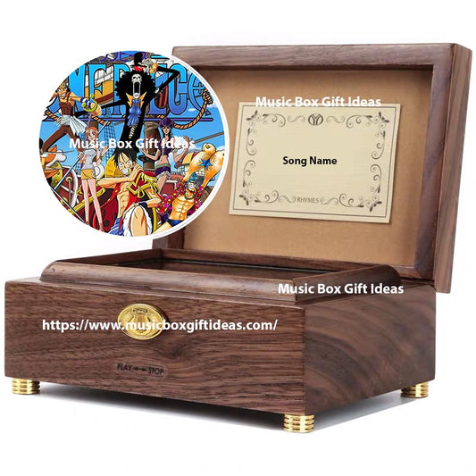 Personalized Japanese Anime One Piece Yohohoho Brook Binks Sake 30-Note Wind-Up Music Box Gift (Wooden) - Music Box Gift Ideas