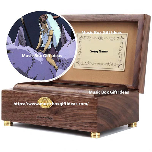 Personalized Princess Mononoke Legend of Ashitaka from Studio Ghibli 30-Note Wind-Up Music Box Gift (Wooden) - Music Box Gift Ideas