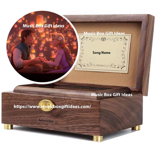 Personalized Disney Tangled Soundtrack I See The Light 30-Note Wind-Up Music Box Gift (Wooden) - Music Box Gift Ideas