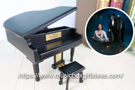 Musical The Phantom of the Opera Music of the Night 18-Note Music Box Gift (Black Piano Music Jewelry Box) - Music Box Gift Ideas
