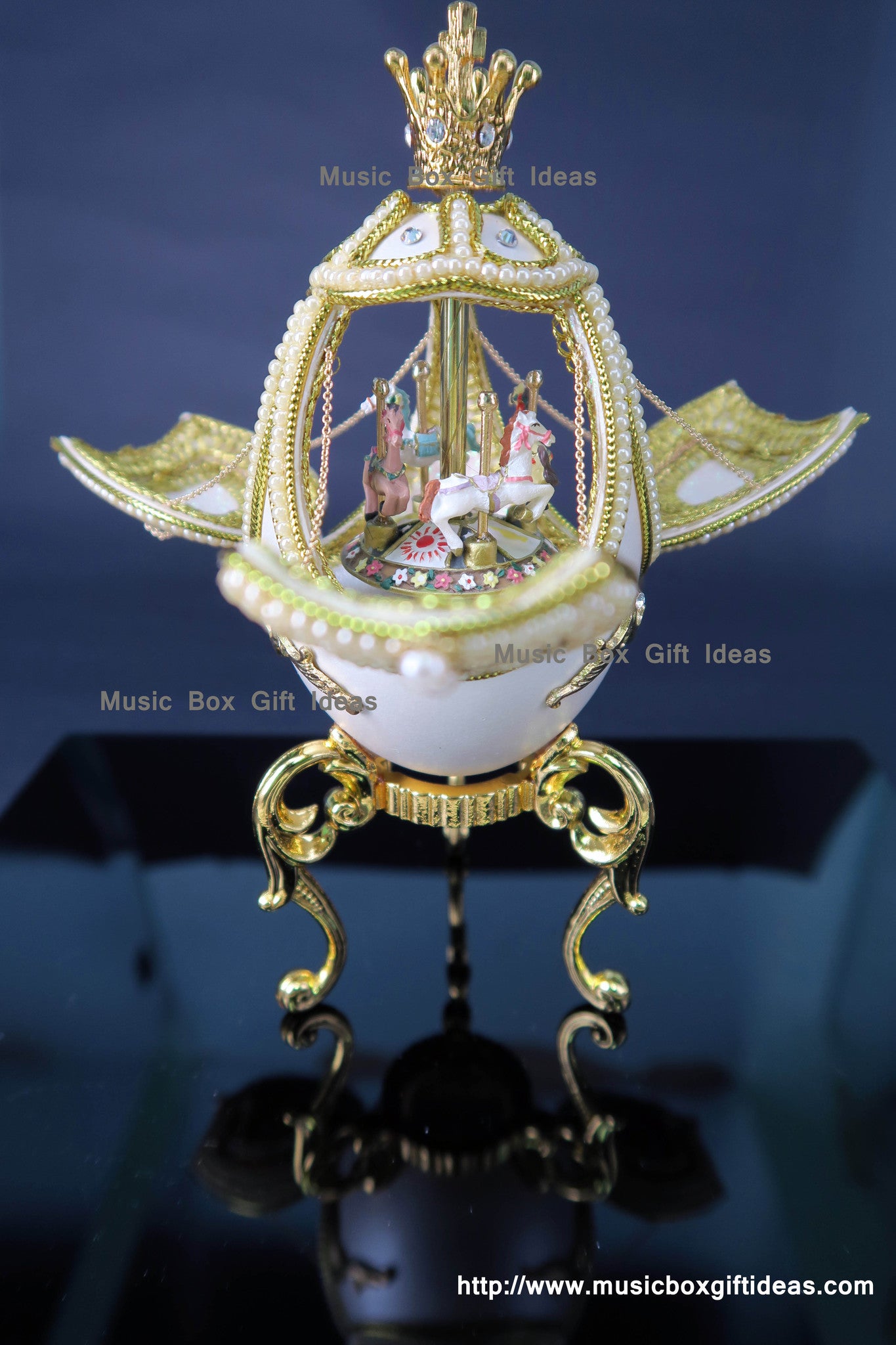 Eggshell White Merry Go Around Sankyo Music Box Studio Ghibli Spirited Away Always with Me Gift - Music Box Gift Ideas