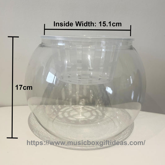 Transparent Round Plastic Vase Best for Indoor Hydroponic Plants with Net Pot 15.1cm 10.7cm Width - Music Box Gift Ideas