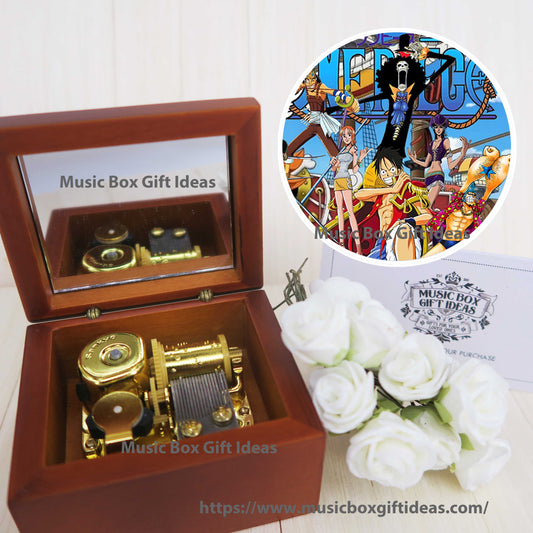 Japanese Anime One Piece Yohohoho Brook Binks Sake 18-Note Music Box Gift (Wooden Clockwork) - Music Box Gift Ideas