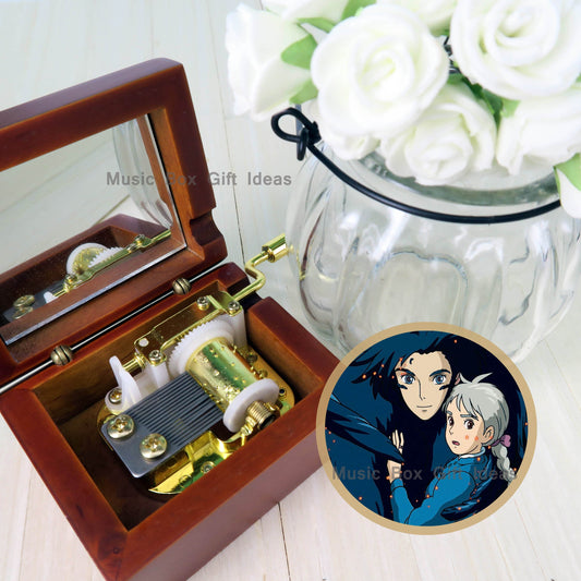Howl's Moving Castle Merry Go Round of Life from Studio Ghibli 18-Note Music Box Gift (Wooden Hand Crank) - Music Box Gift Ideas