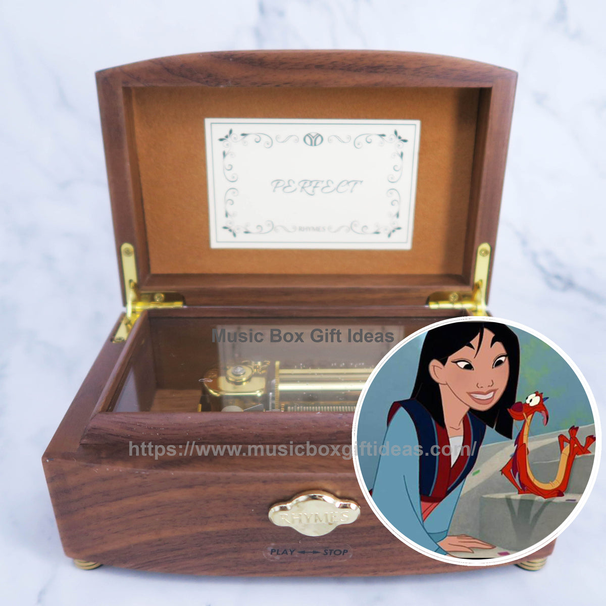 Music-Box-Gift-Ideas-Wooden-Disney-Mulan-Reflection-30note-Music-Box