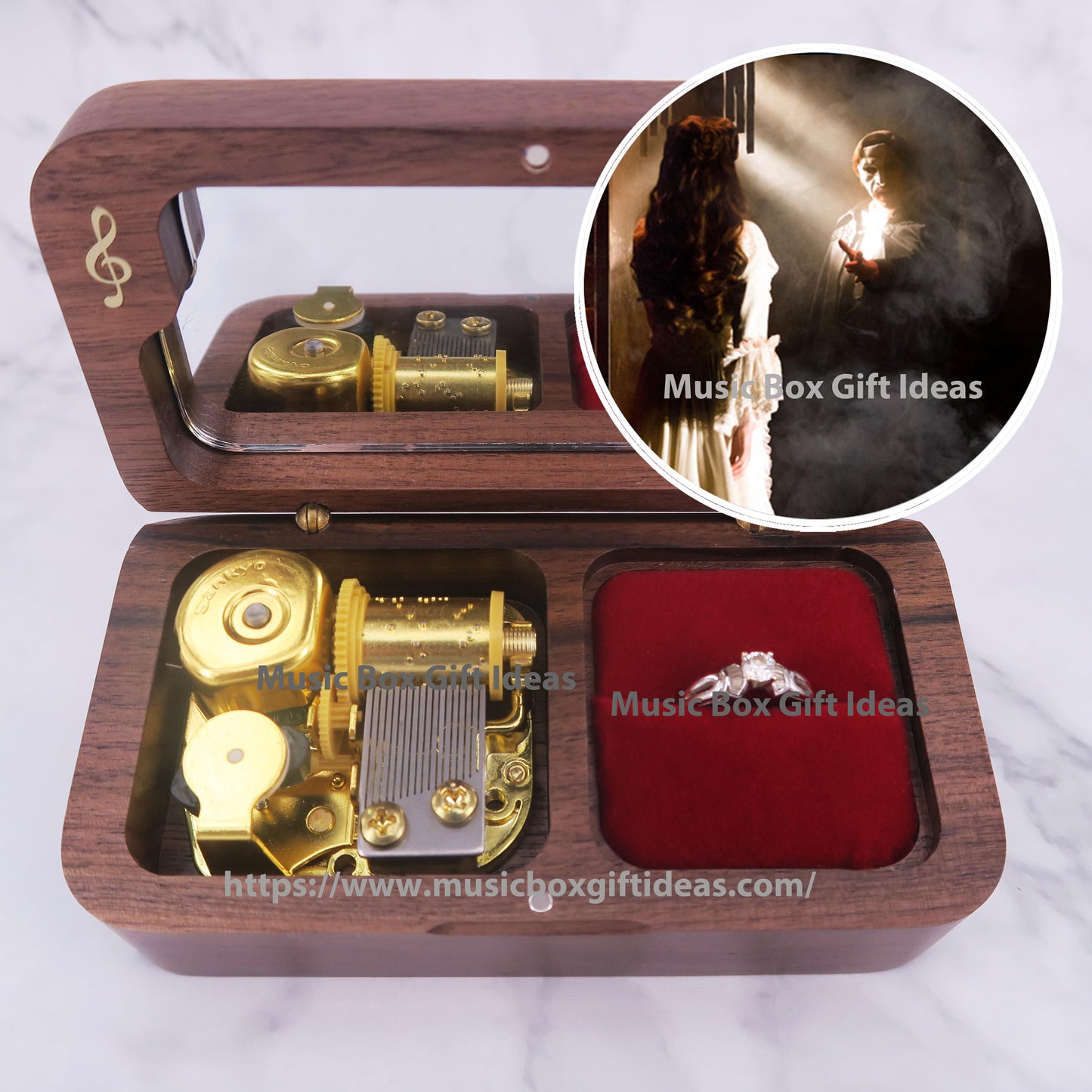 Musical The Phantom of the Opera Angel of Music 18-Note Music Box Gift (Wooden Clockwork) - Music Box Gift Ideas