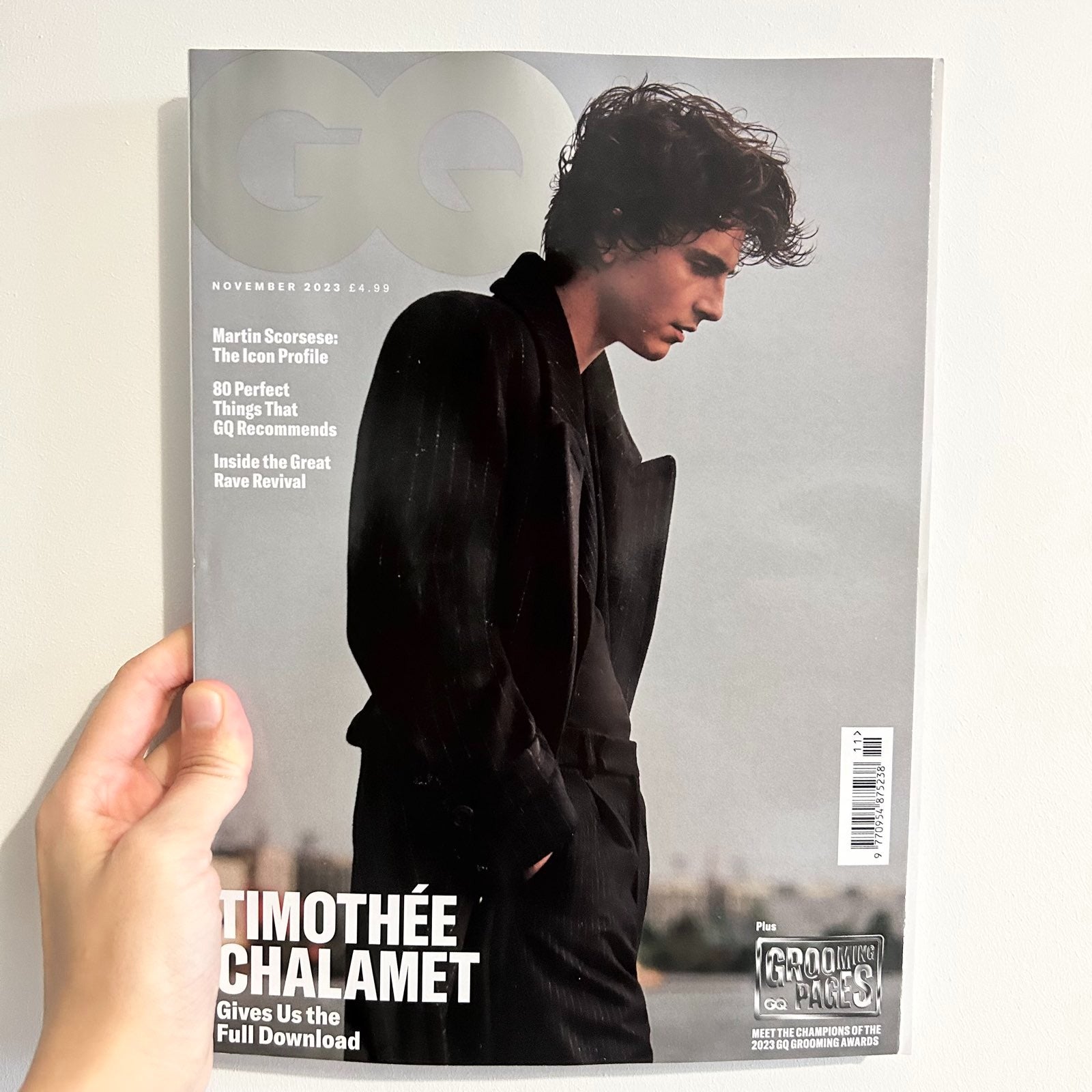 Timothée Chalamet goes electric GQ Nov 2023 Magazine-musicboxgiftideas