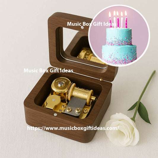 Happy Birthday Sankyo 18-Note Music Box Gift (Wooden Clockwork) - Music Box Gift Ideas