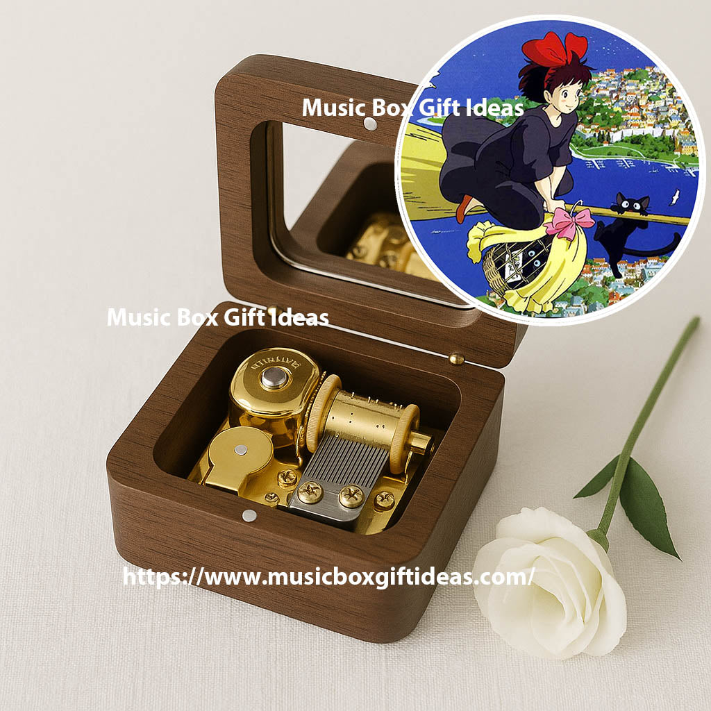 Kiki's Delivery Service A Town with an Ocean View from Studio Ghibli 18-Note Music Box Gift (Wooden Clockwork) - Music Box Gift Ideas