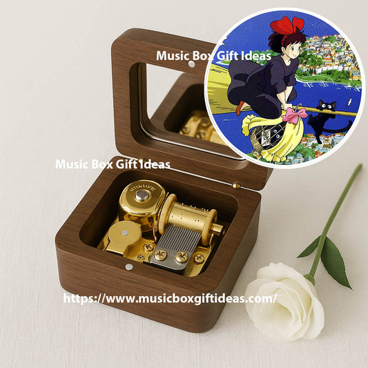 Kiki's Delivery Service A Town with an Ocean View from Studio Ghibli 18-Note Music Box Gift (Wooden Clockwork) - Music Box Gift Ideas