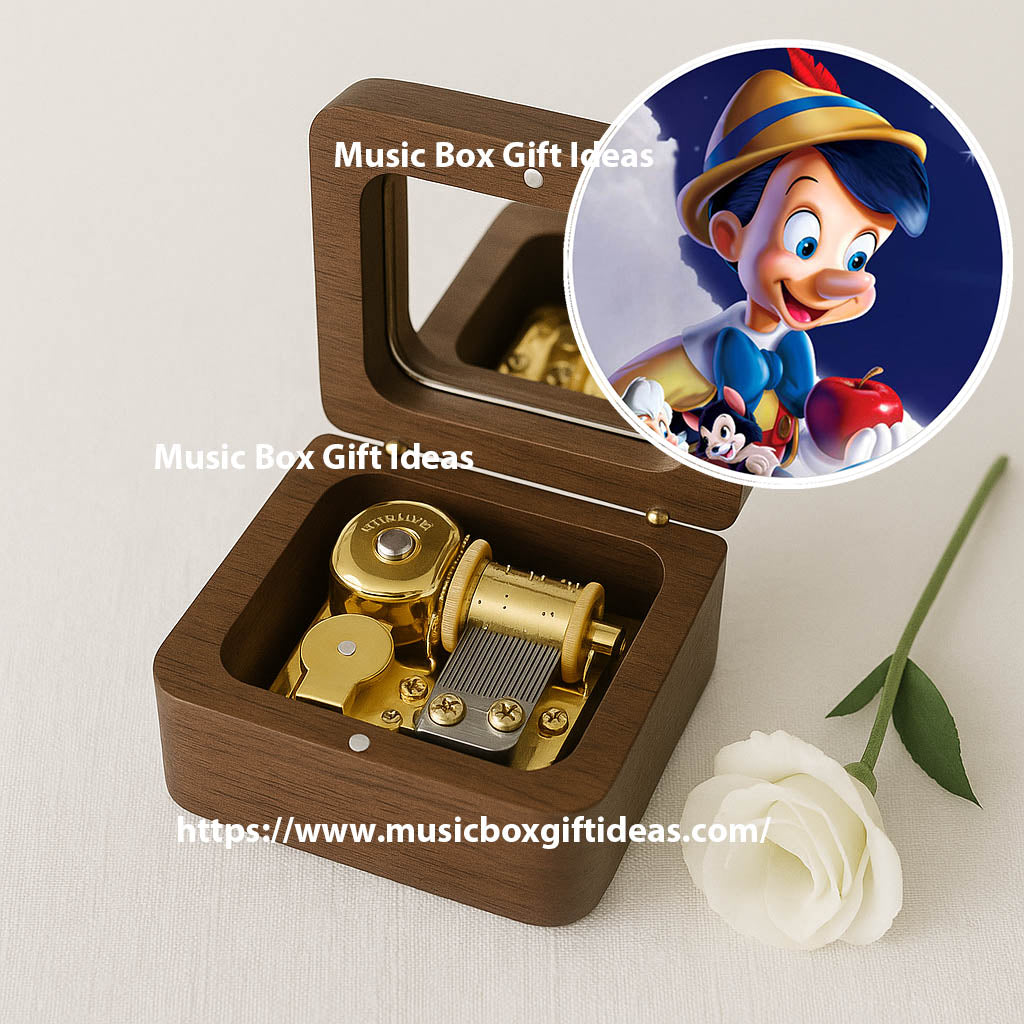 Disney Pinocchio Soundtrack When You Wish Upon A Star 18-Note Music Box Gift (Wooden Clockwork) - Music Box Gift Ideas