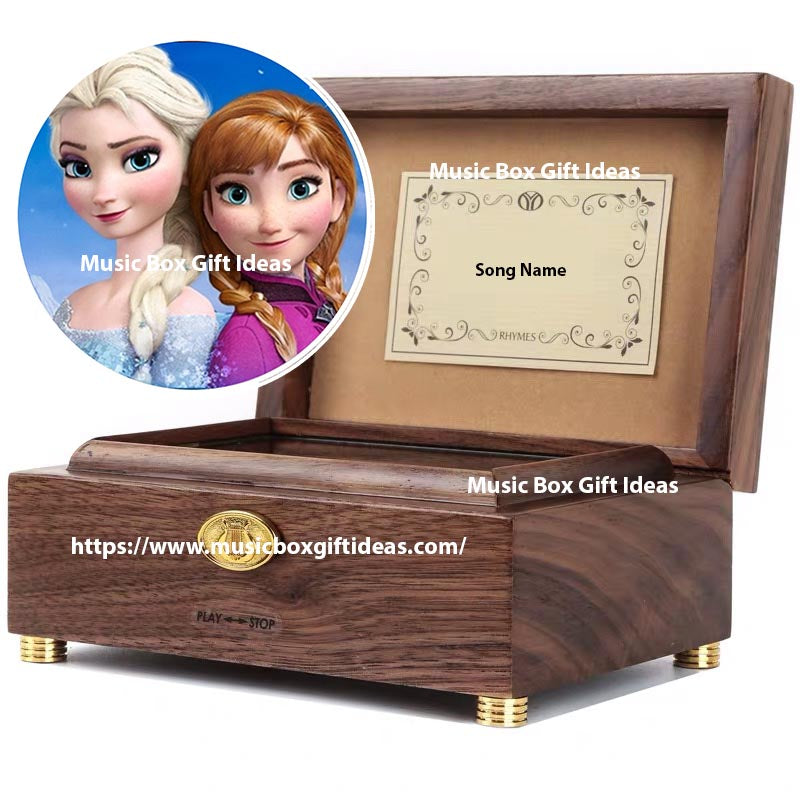 Personalised Disney Frozen Let It Go 30-Note Wind-Up Music Box Gift (Wooden) - Music Box Gift Ideas