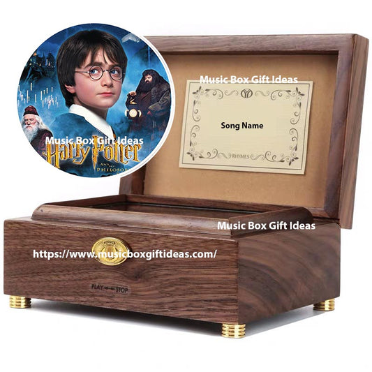 Personalised Harry Potter Hedwig's Theme Soundtrack 30-Note Wind-Up Music Box Gift (Wooden) - Music Box Gift Ideas