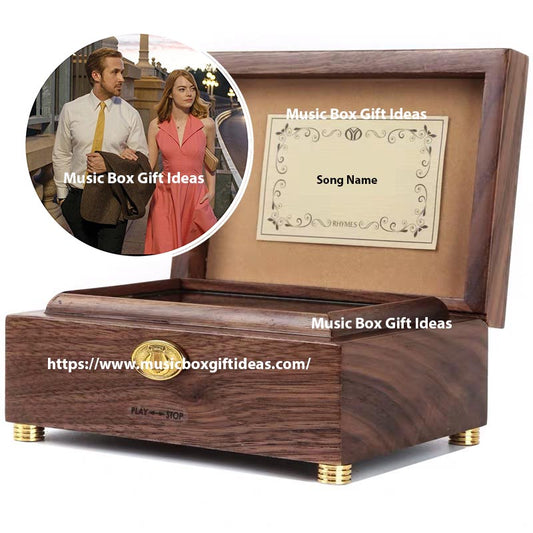 Personalized La La Land City of Stars 30-Note Wind-Up Music Box Gift (Wooden) - Music Box Gift Ideas