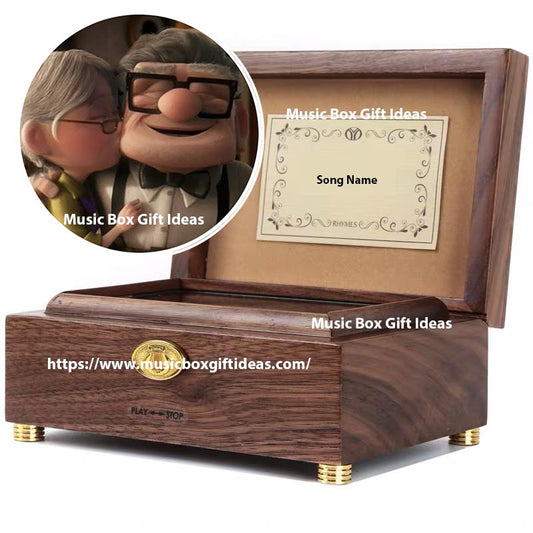 Disney Up Carl and Ellie Married Life 30-Note Wind-Up Music Box Gift (Wooden) - Music Box Gift Ideas