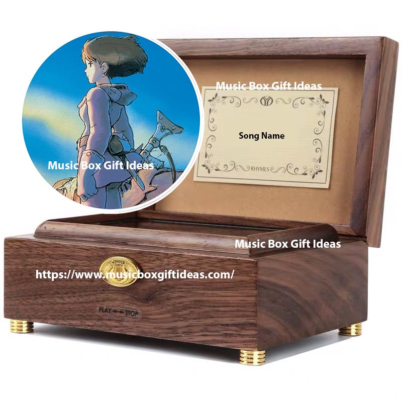 Personalized Nausicaa of the Valley of the Wind Legend of the Wind from Studio Ghibli 30-Note Wind-Up Music Box Gift (Wooden) - Music Box Gift Ideas