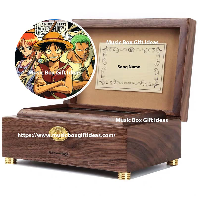 Personalized Japanese Anime One Piece We Are 30-Note Wind-Up Music Box Gift (Wooden) - Music Box Gift Ideas