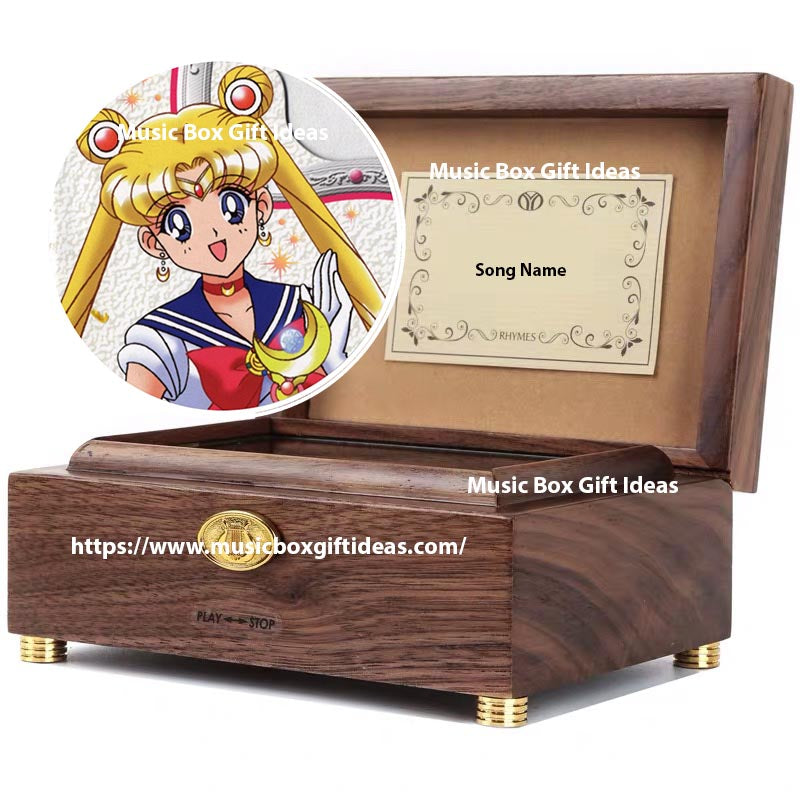 Personalized Sailor Moon Bishoujo Senshi Soundtrack Moon Light Densetsu 30-Note Wind-Up Music Box Gift (Wooden)-musicboxgiftideas