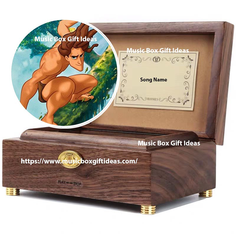 Personalized Disney Tarzan You'll Be in My Heart 30-Note Wind-Up Music Box Gift (Wooden) - Music Box Gift Ideas