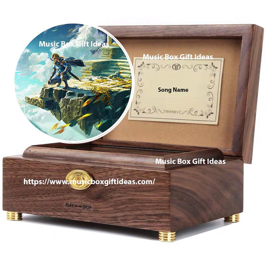 Personalized The Legend of Zelda Great Fairy Fountain Theme 30-Note Wind-Up Music Box Gift (Wooden) - Music Box Gift Ideas