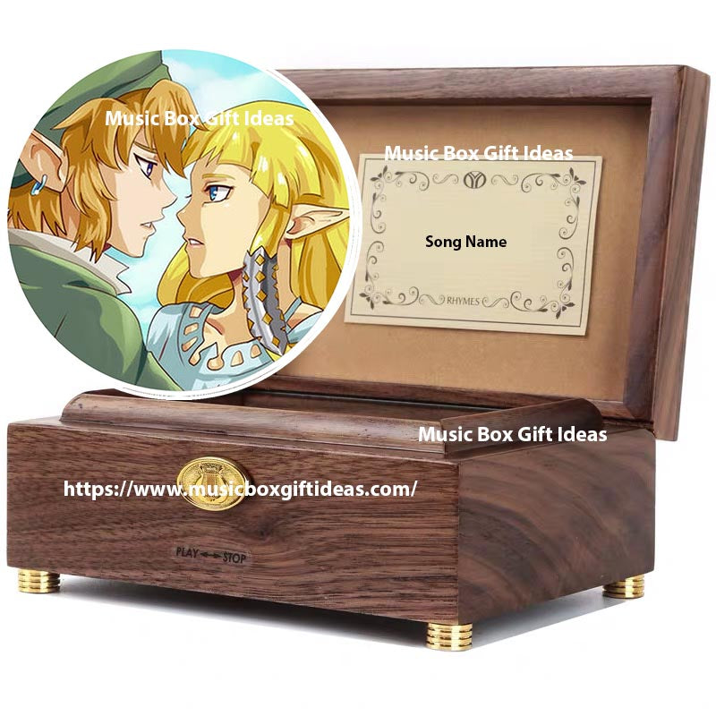 Personalized The Legend of Zelda Skyward Sword Zelda's Lullaby 30-Note Wind-Up Music Box Gift (Wooden) - Music Box Gift Ideas