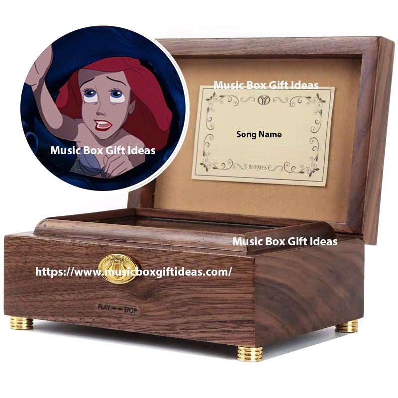 Personalized Disney The Little Mermaid Part of Your World 30-Note Wind-Up Music Box Gift (Wooden) - Music Box Gift Ideas