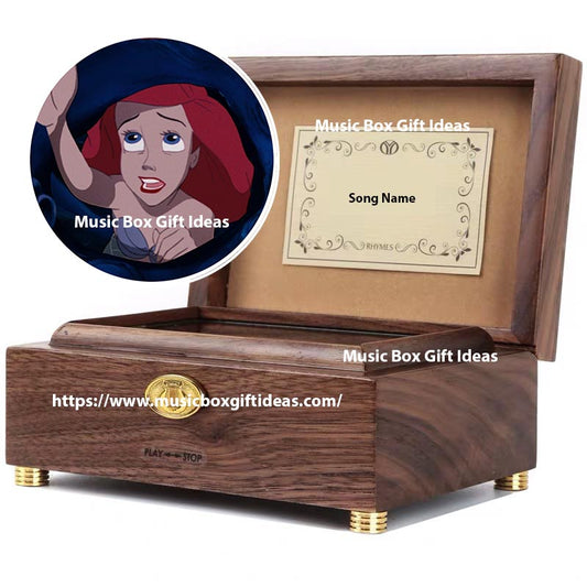 Personalized Disney The Little Mermaid Part of Your World 30-Note Wind-Up Music Box Gift (Wooden) - Music Box Gift Ideas