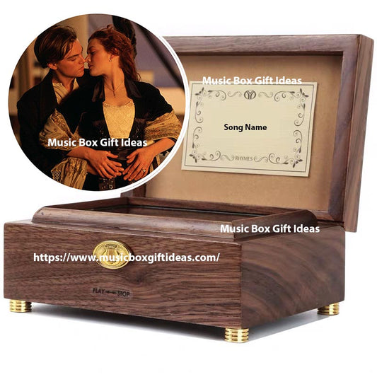 Personalized Titanic My Heart Will Go On 30-Note Wind-Up Music Box Gift (Wooden) - Music Box Gift Ideas