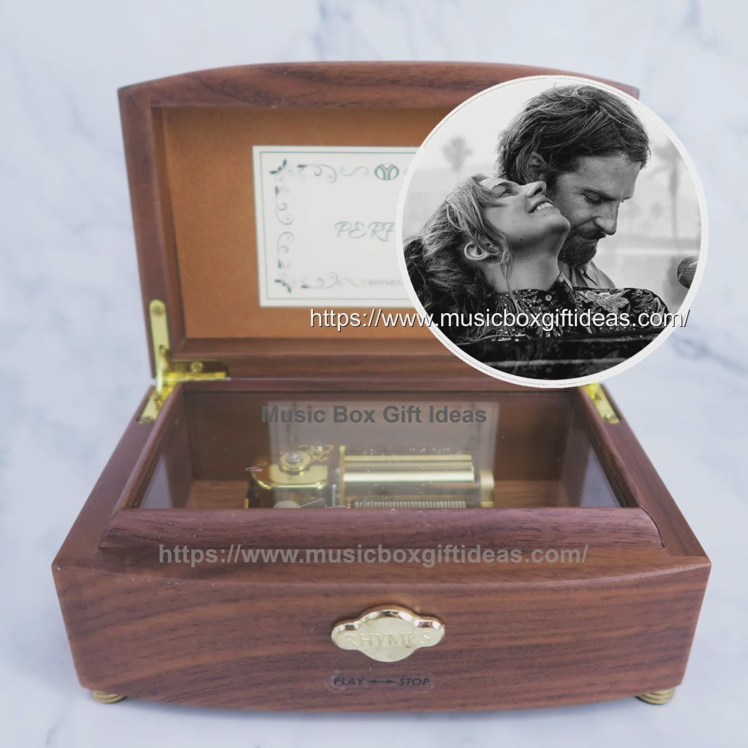 Personalized Lady Gaga Shallow 30-Note Wind-Up Music Box Gift (Wooden) - Music Box GIft Ideas