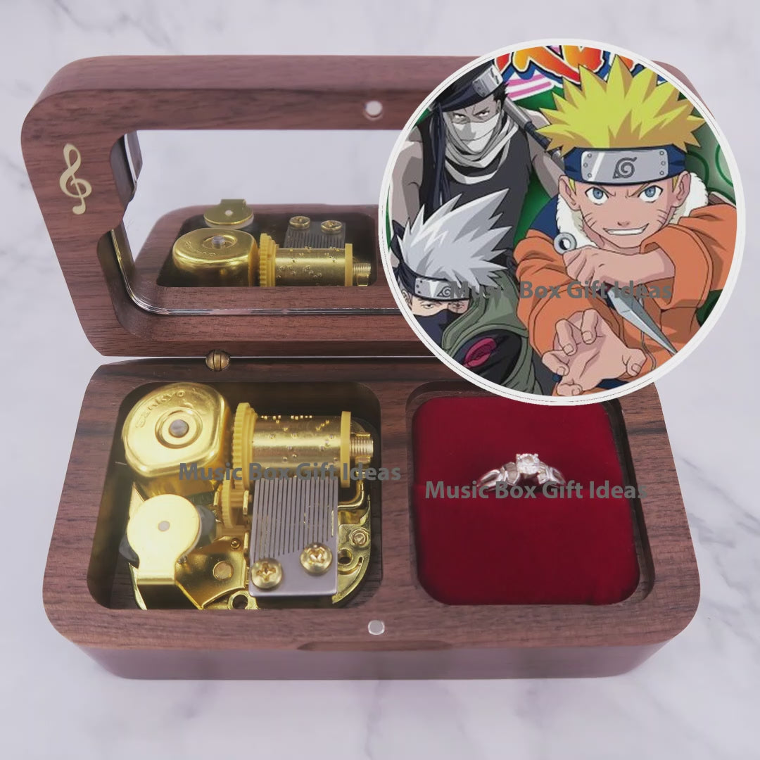 Naruto Shippuden Opening 3 Soundtrack Blue Bird 18-Note Jewelry Music Box Gift (Wooden Clockwork) - Music Box Gift Ideas