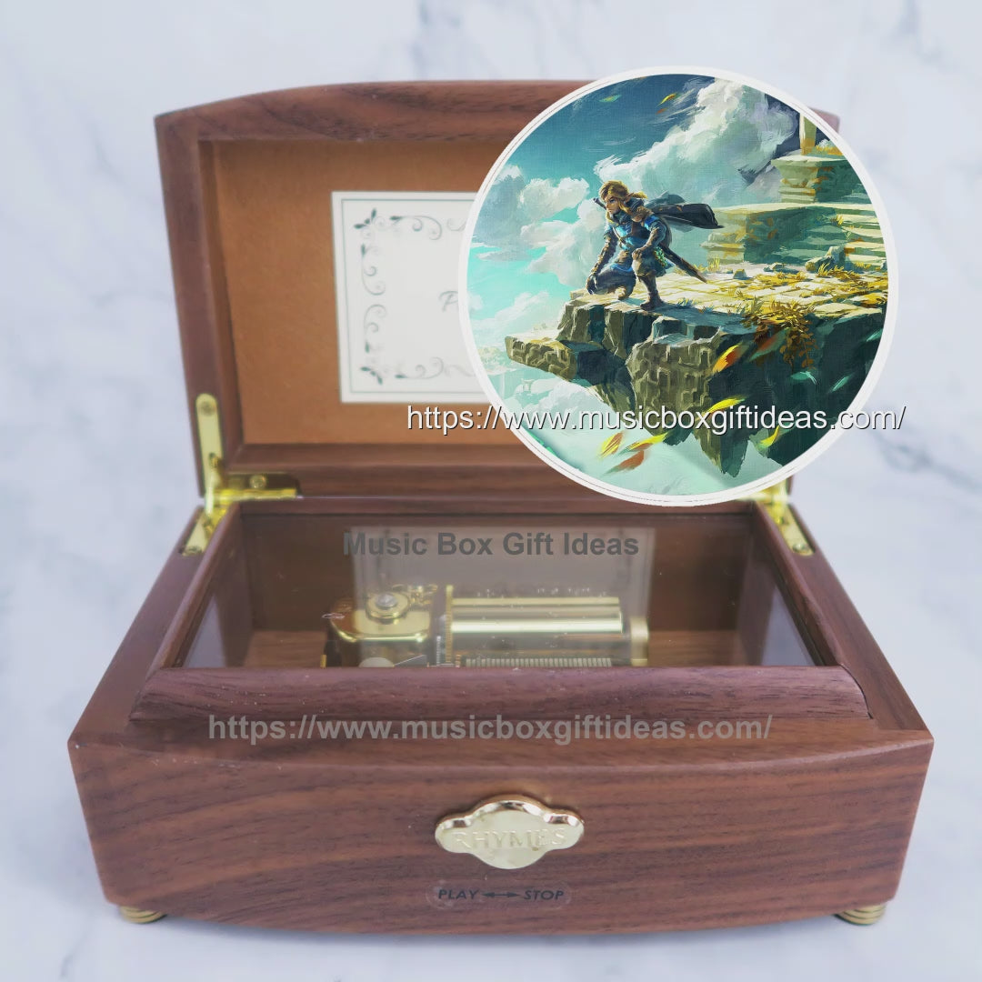 Personalized The Legend of Zelda Great Fairy Fountain Theme 30-Note Wind-Up Music Box Gift (Wooden) - Music Box Gift Ideas