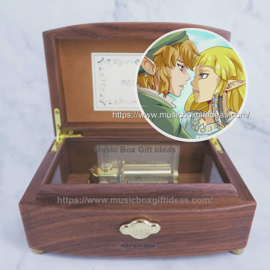 Personalized The Legend of Zelda Skyward Sword Zelda's Lullaby 30-Note Wind-Up Music Box Gift (Wooden) - Music Box Gift Ideas