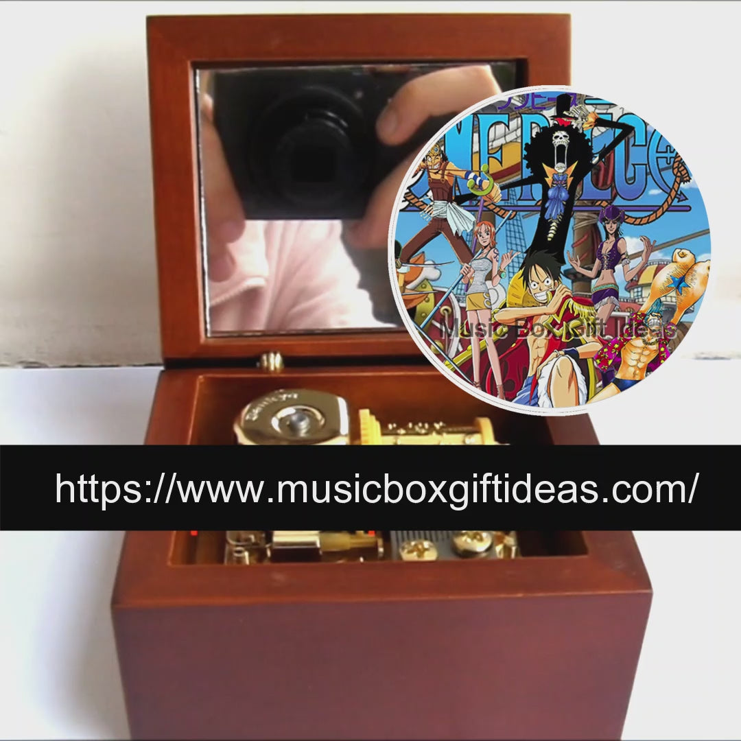 Personalized Japanese Anime One Piece Yohohoho Brook Binks Sake 18-Note Jewelry Music Box Gift (Wooden Clockwork)