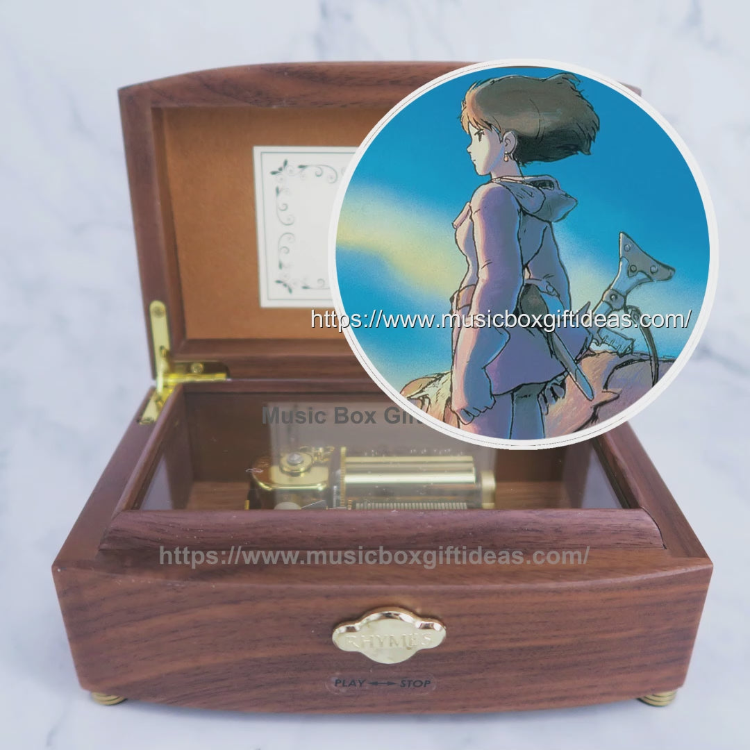 Personalized Nausicaa of the Valley of the Wind Legend of the Wind from Studio Ghibli 30-Note Wind-Up Music Box Gift (Wooden) - Music Box Gift Ideas