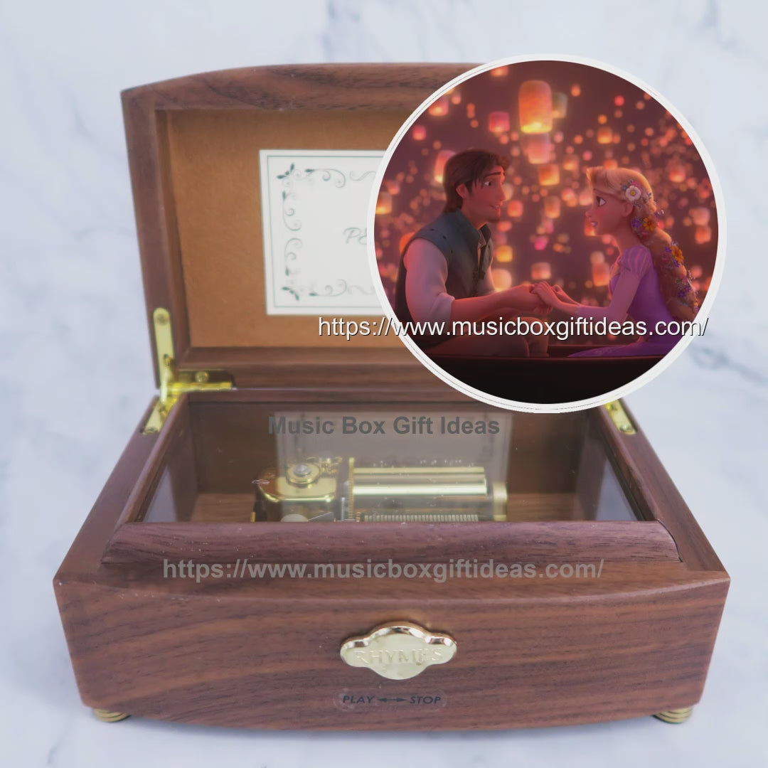 Personalized Disney Tangled Soundtrack I See The Light 30-Note Wind-Up Music Box Gift (Wooden) - Music Box Gift Ideas