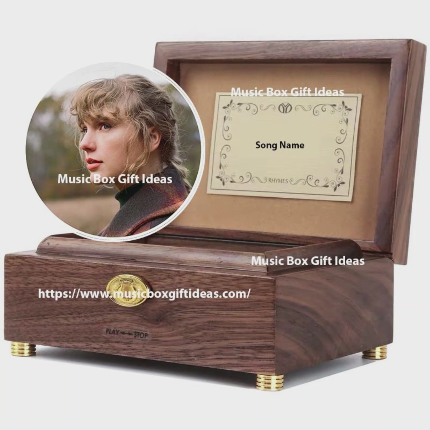Personalized Taylor Swift Evermore Willow 30-Note Wind-Up Music Box Gift (Wooden) - Music Box Gift Ideas