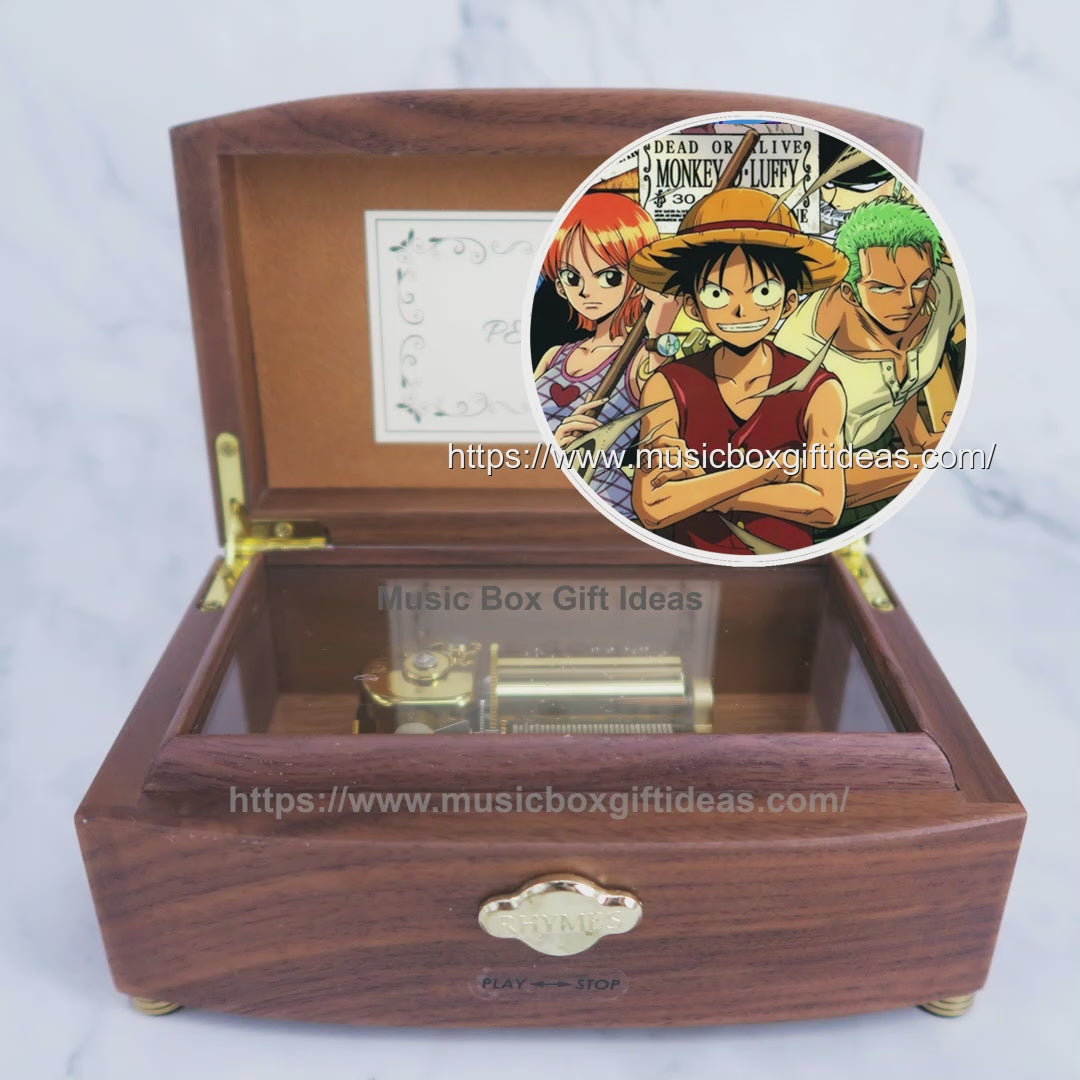 Personalized Japanese Anime One Piece We Are 30-Note Wind-Up Music Box Gift (Wooden) - Music Box Gift Ideas