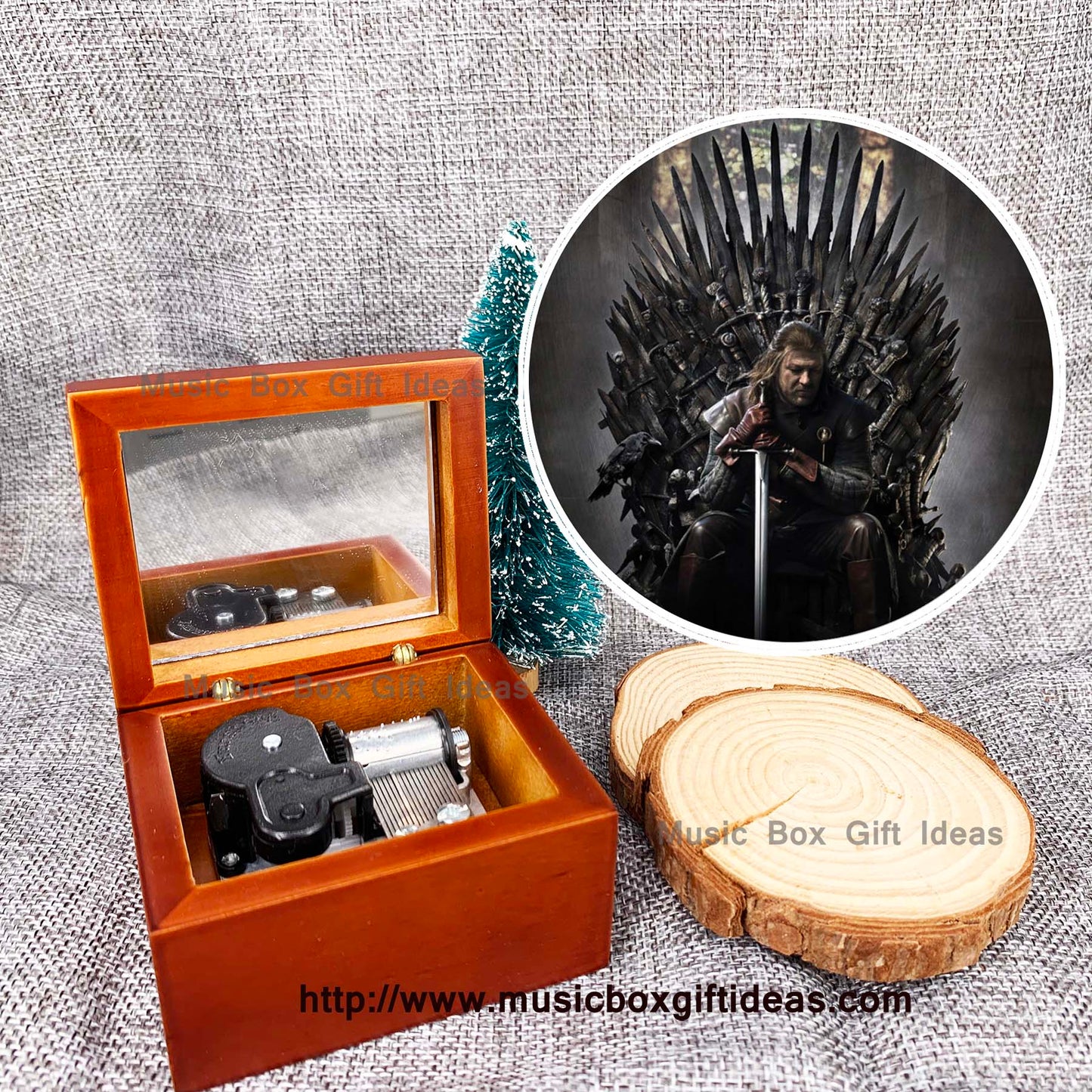 Game of Thrones Theme Song 18 Note Wooden Windup Music Box - Music Box Gift Ideas