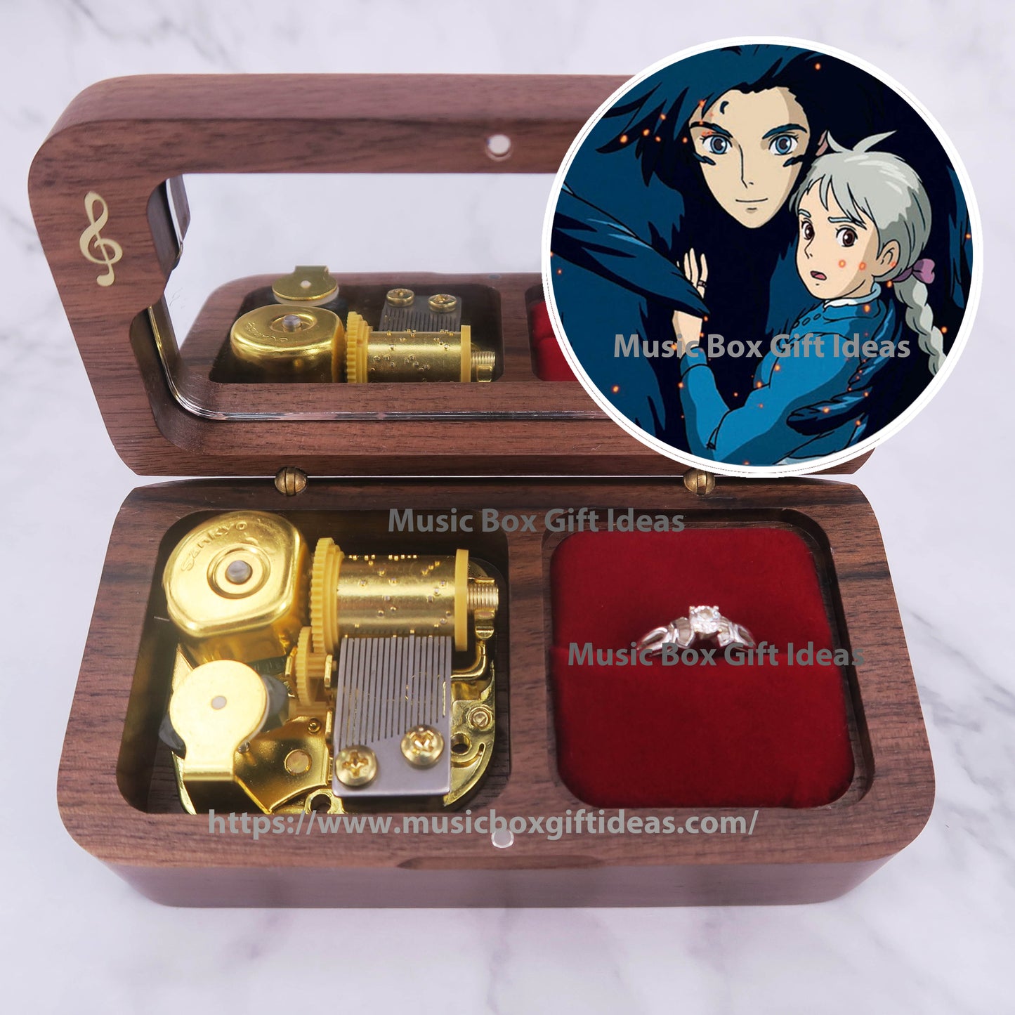 Howl's Moving Castle Merry Go Round of Life from Studio Ghibli 18-Note Jewelry Music Box Gift (Wooden Clockwork) - Music Box Gift Ideas