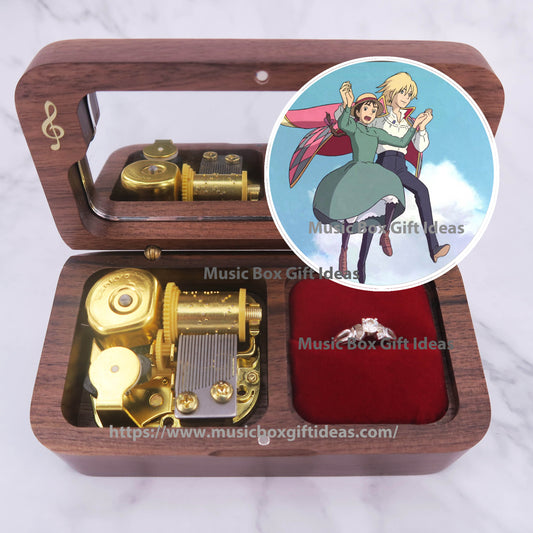 Howl's Moving Castle The Promise of The World from Studio Ghibli 18-Note Jewelry Music Box Gift (Wooden Clockwork) - Music Box Gift Ideas