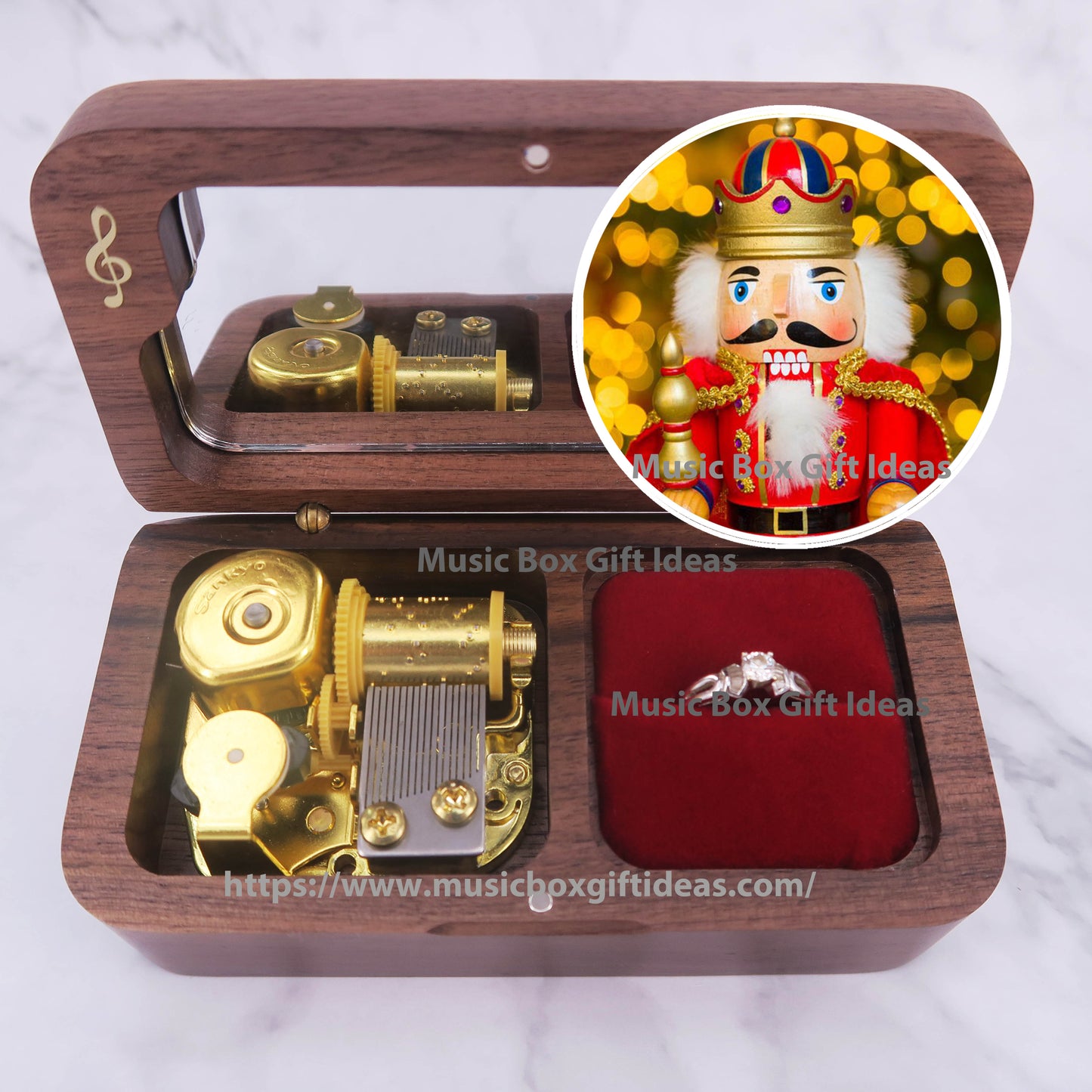 Disney Nutcracker Soundtrack Sugar Plum Fairy 18-Note Jewelry Music Box Gift (Wooden Clockwork) - Music Box Gift Ideas