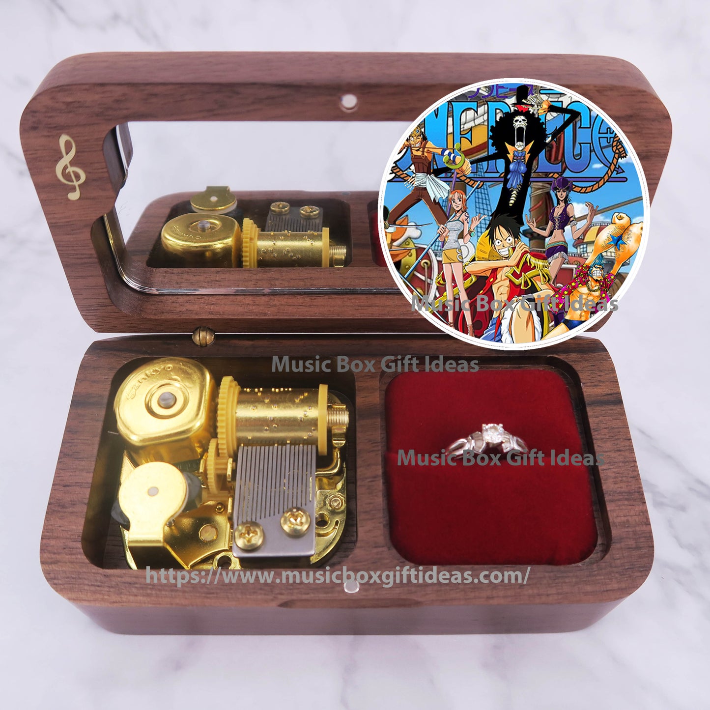 Japanese Anime One Piece Yohohoho Brook Binks Sake 18-Note Jewelry Music Box Gift (Wooden Clockwork) - Music Box Gift Ideas